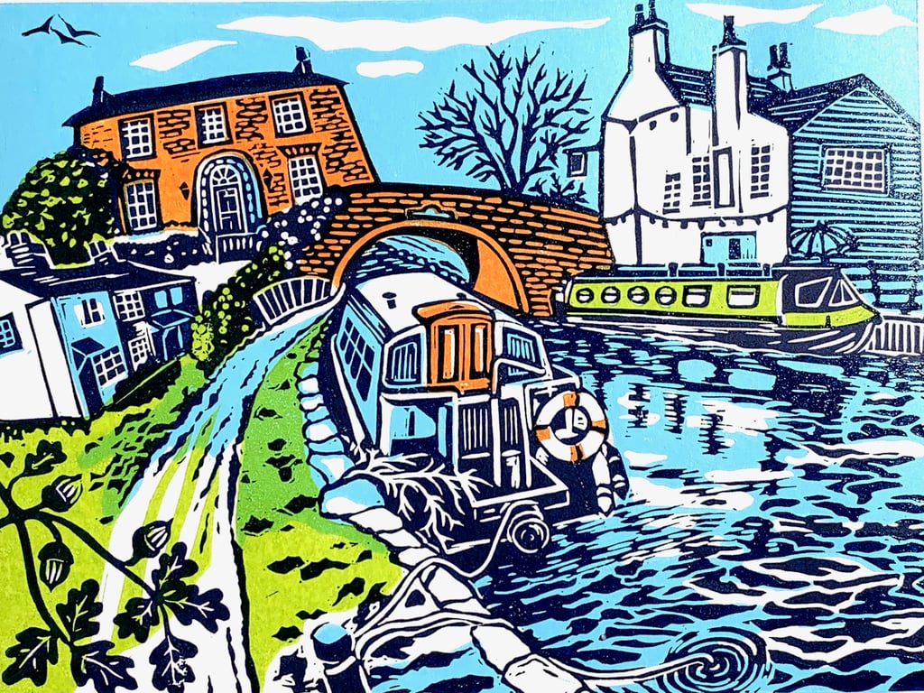 Barrow Upon Soar Colour Lino Print