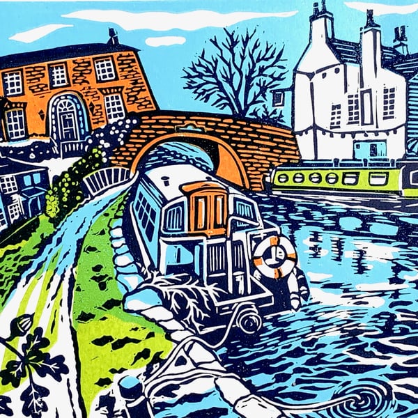 Barrow Upon Soar Colour Lino Print