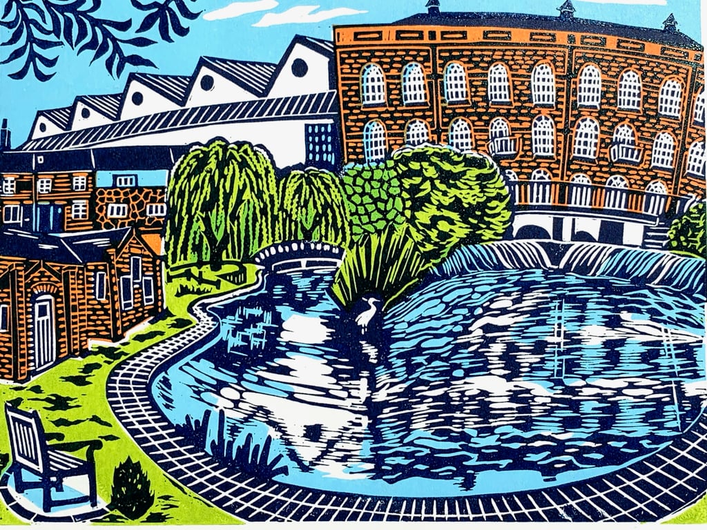 Quorn Park Colour Lino Print