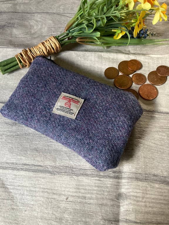 Harris Tweed Coin Purse Plain Purple