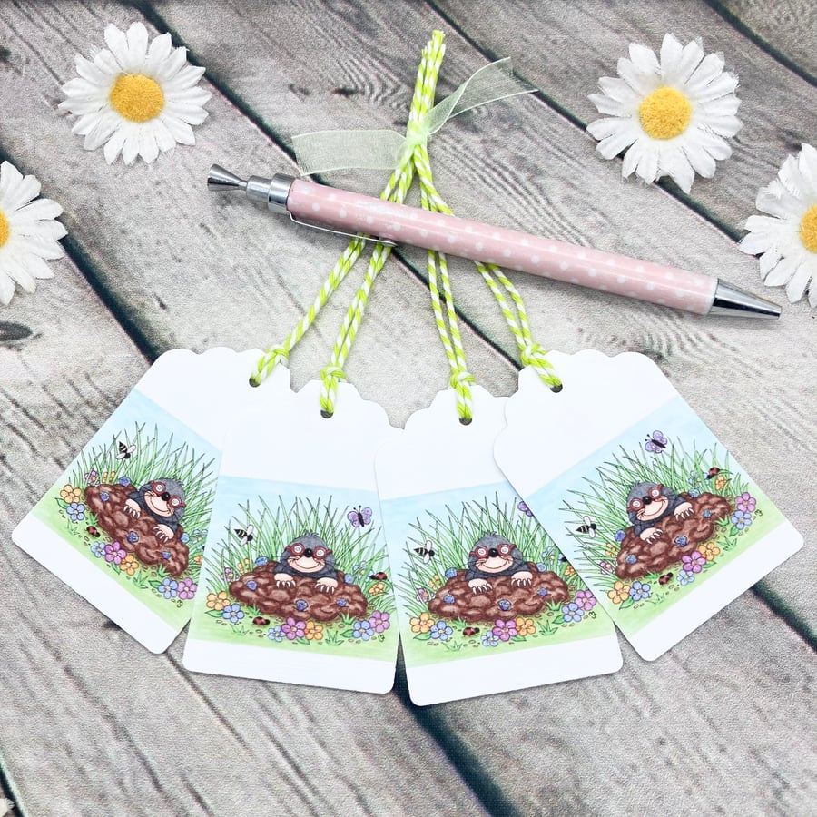 Mole In A Hole Gift Tags - set of 4 tags