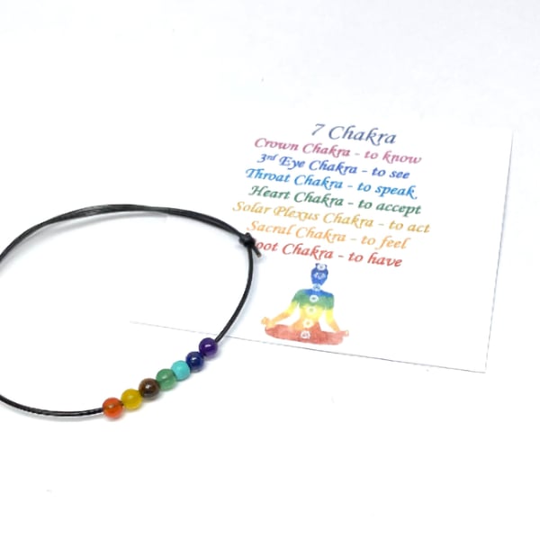 7 Chakra Bracelet Anklet 7 Tiny Crystals Gemstones Healing Gift Frienship