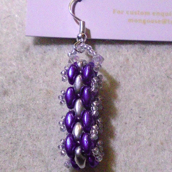 Brickwork-pattern bead earrings (customisable)