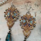 Beautiful macrame beaded drop boho earrings, gift for her, wedding guest, summer