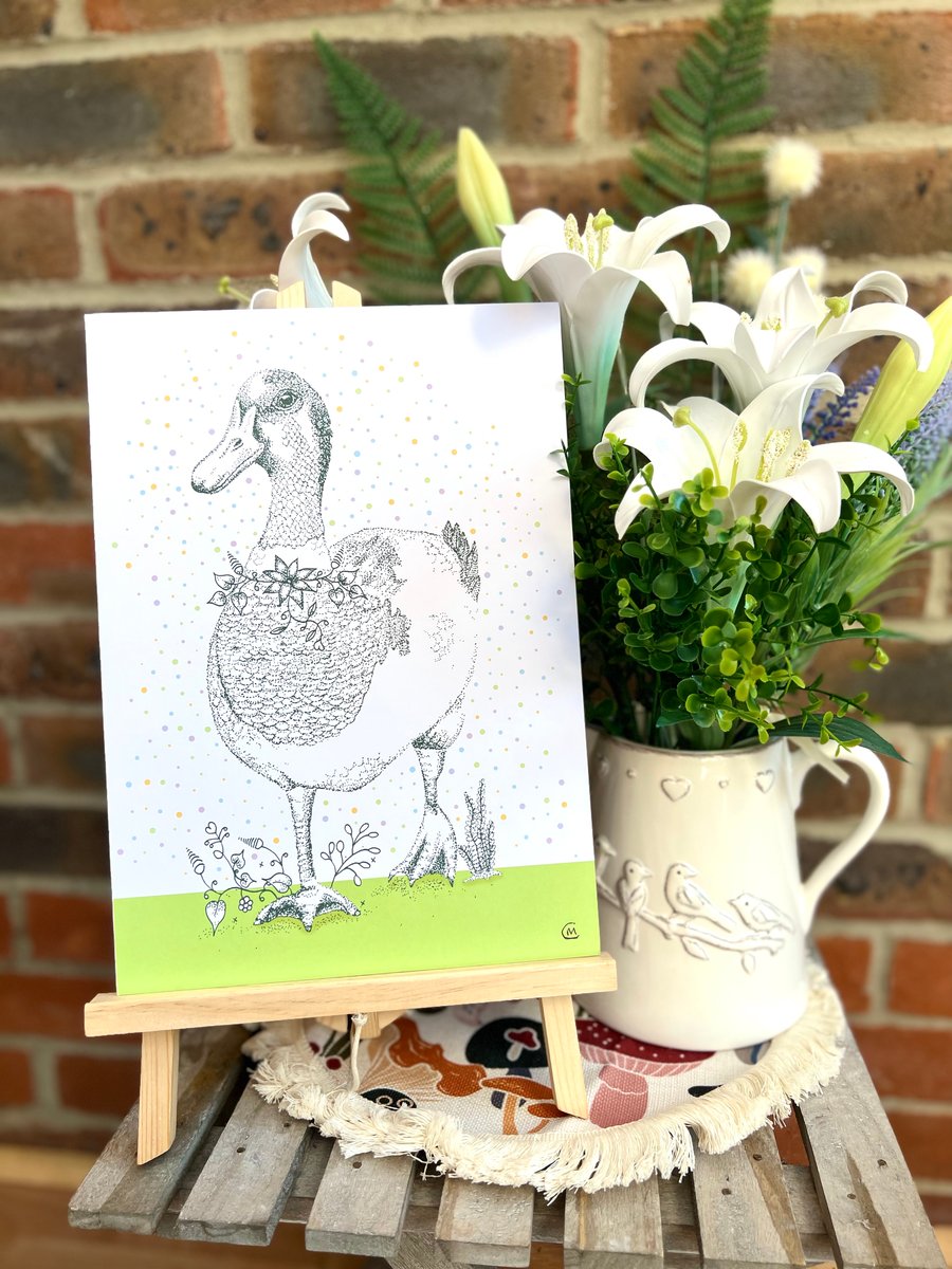 Illustration print - Dotty the Duck (foam board backing) 