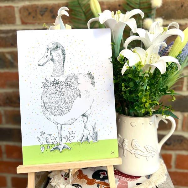 Illustration print - Dotty the Duck (foam board backing) 