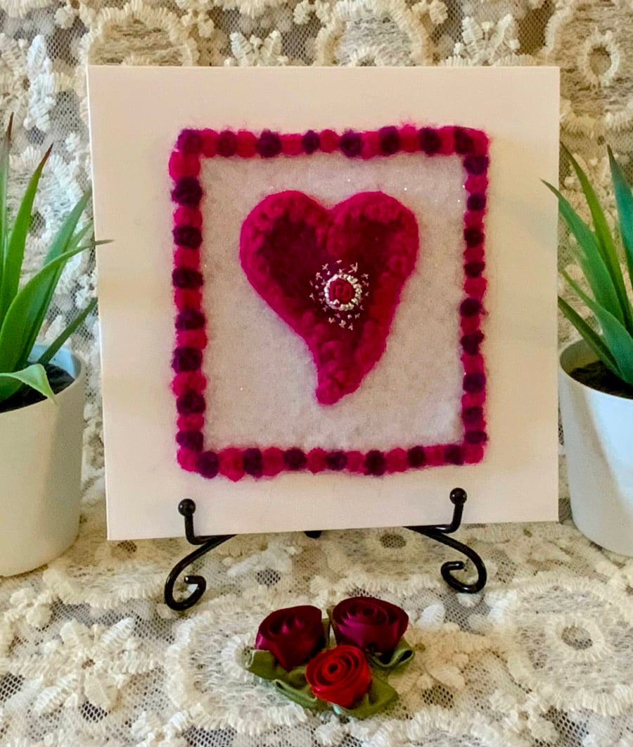 Wool Love Heart Card.