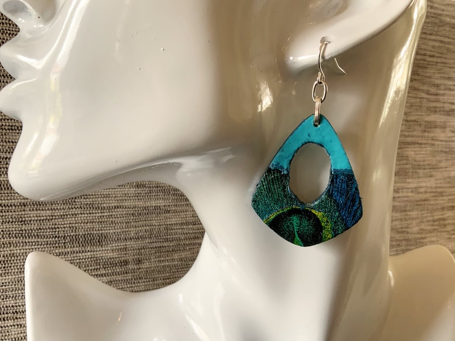 Decoupaged Wood Earrings