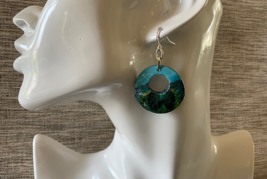 Decoupaged Wood Earrings