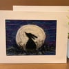 'Moon Hare' Framed Felted Art Card