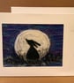 'Moon Hare' Framed Felted Art Card