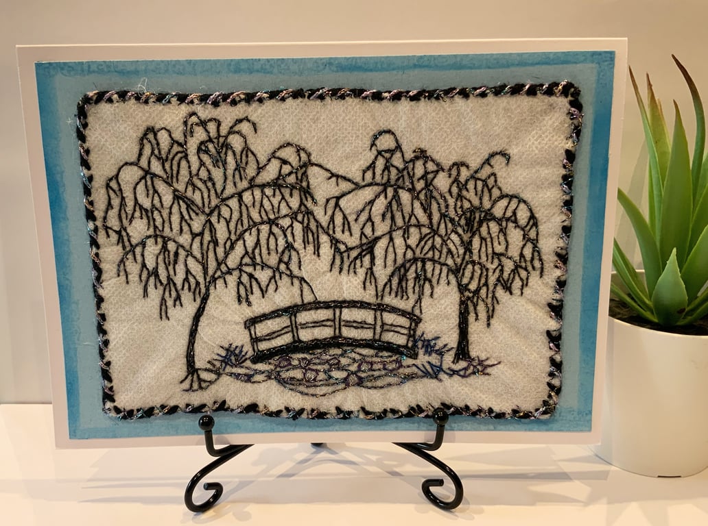 Oriental Garden Art Embroidery Card