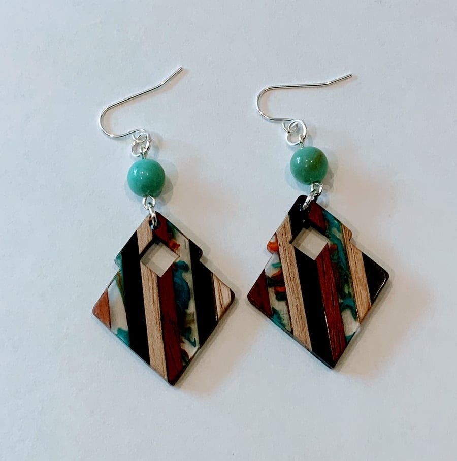 Walnut & Resin Earrings.