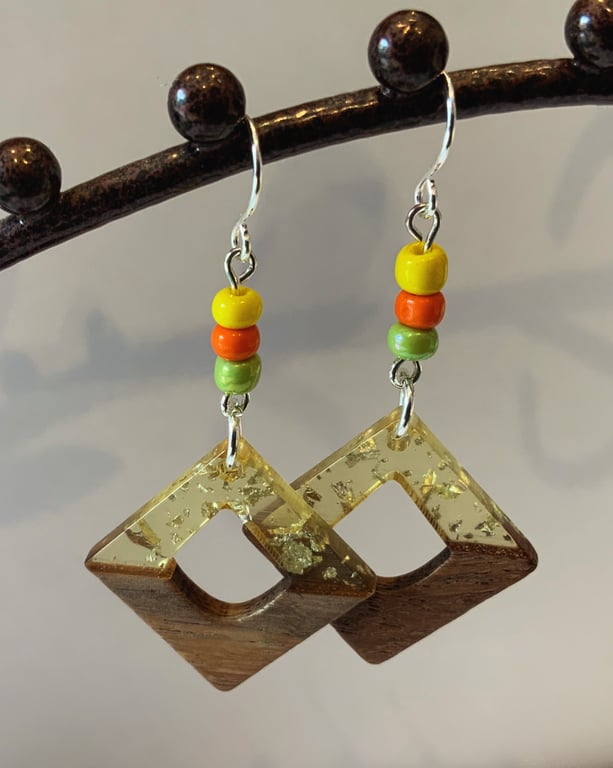 Resin & Walnut Earrings.
