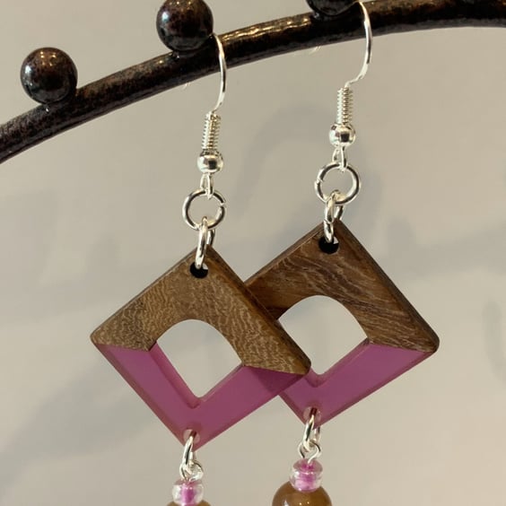 Walnut and Resin Earrings.