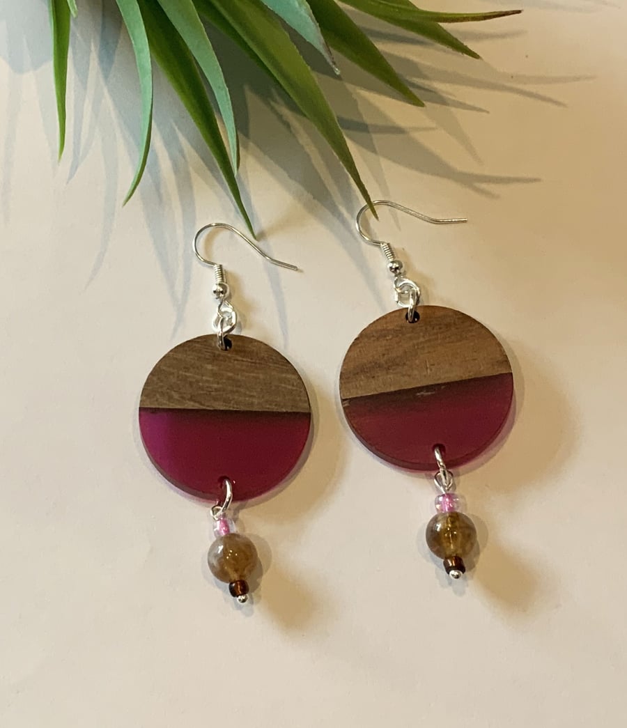    Perfectly Imperfect Walnut & Resin Earrings.