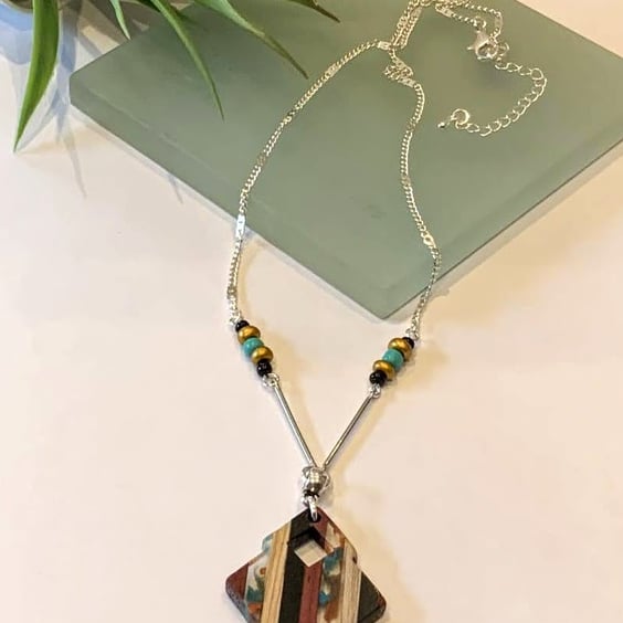 Walnut & Resin Pendant Necklace.