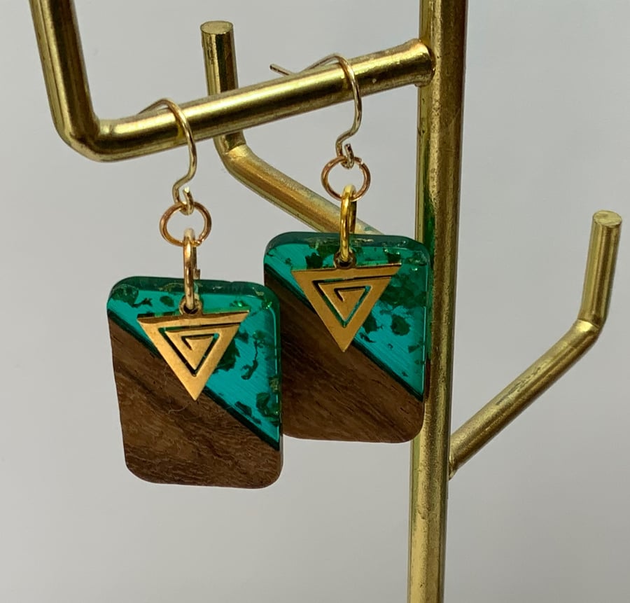 Walnut & Resin Earrings.