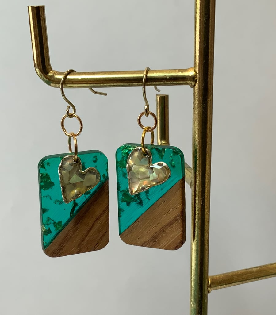 Walnut & Resin Earrings.