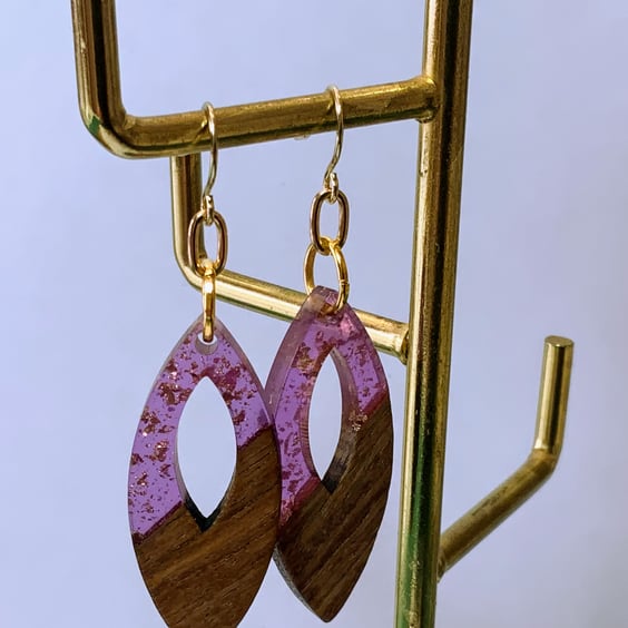 Walnut & Resin Horse Eye Earrings.