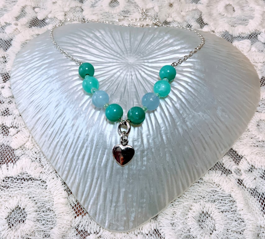 Bead & Heart Charm Childs Necklace