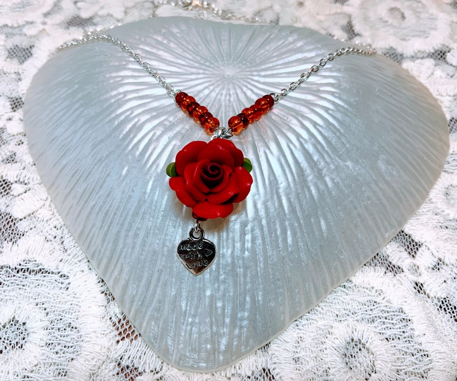 Red Rose Childs Necklace.