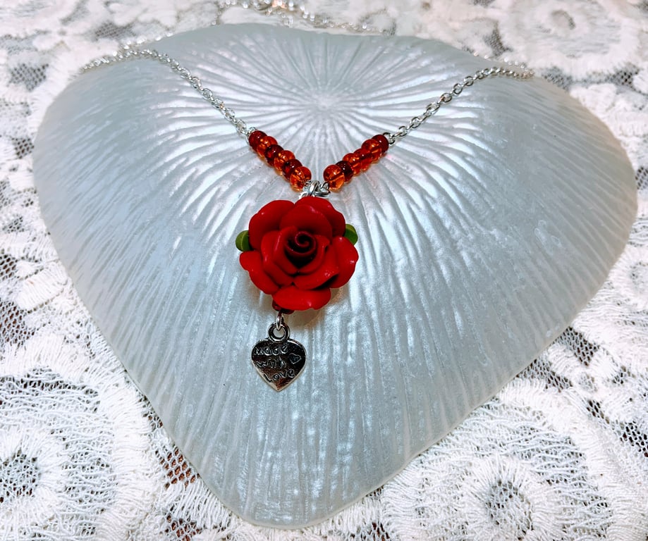 Red Rose Childs Necklace.