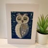 'Night Owl' Framed Felted Art Card