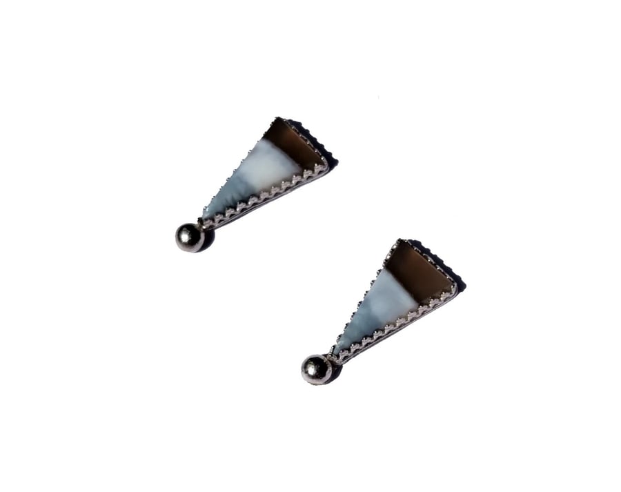 Owyhee Blue Opal Healing Gemstone Stud Earrings in Fine Silver & Sterling Silver