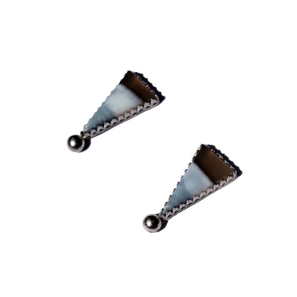 Owyhee Blue Opal Healing Gemstone Stud Earrings in Fine Silver & Sterling Silver