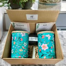 Grow your own herbs gift set indoor house planters Teal Japanese inspired pots