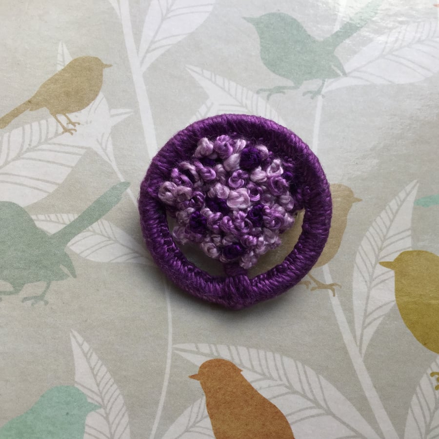 Dorset Button Brooch in Shades of Purple