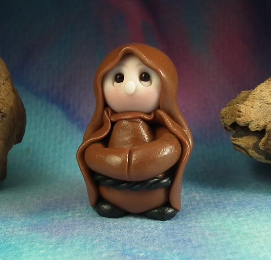 Tiny Gnome Monk 'Brother Harryl' 1.5" OOAK Sculpt by Ann Galvin Gnome Village