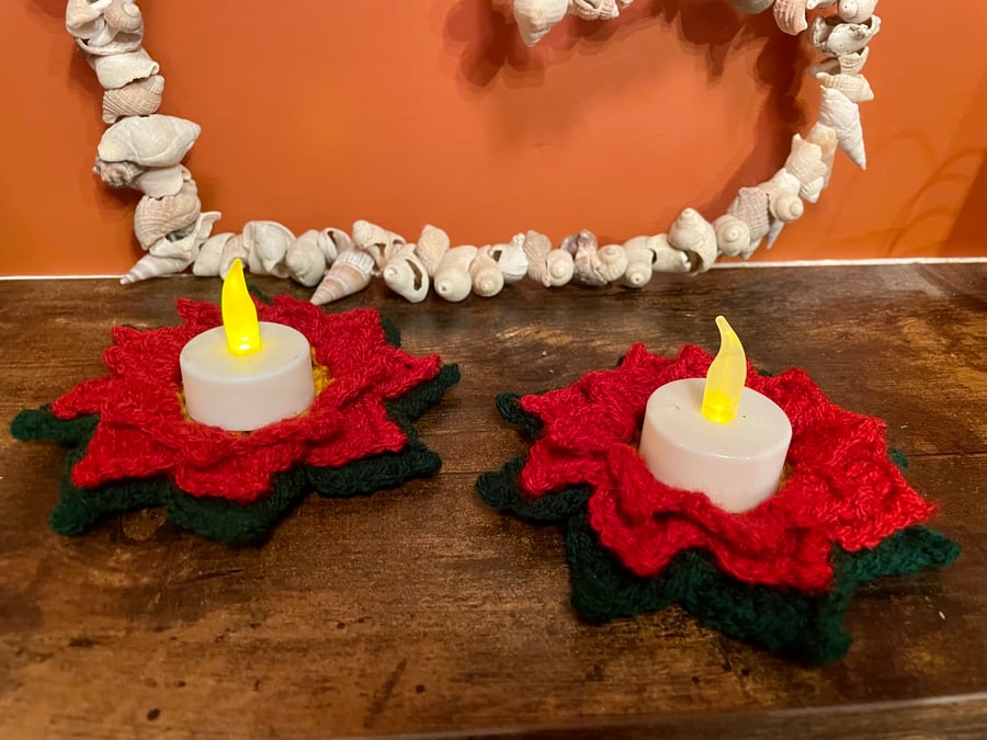 Poinsettia Tea Light Holder, Poinsettia Decoration, Poinsettia flower
