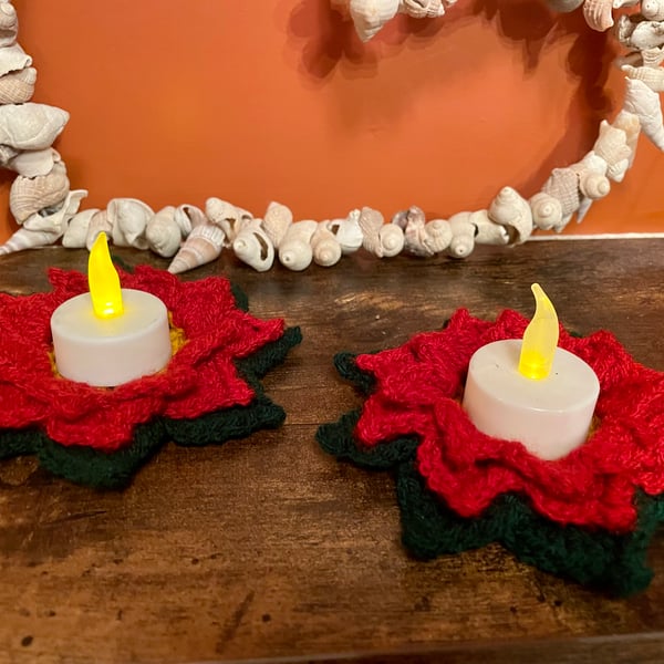 Poinsettia Tea Light Holder, Poinsettia Decoration, Poinsettia flower