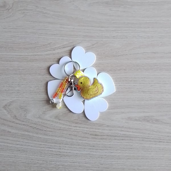 Duck Keyring, Plastic Duck Keyring, Beads Keyring, Duck Bag Charm