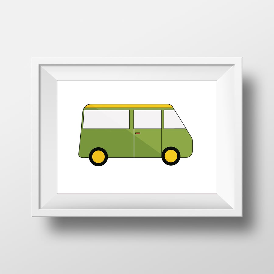 Print with White Background showing a Camper Van