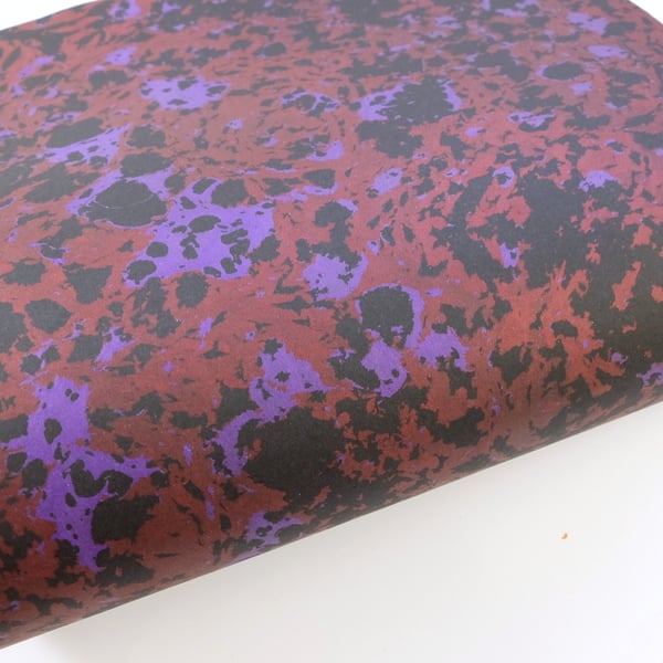 Metallic red and purple animal print pattern A4 Marbled paper sheet 