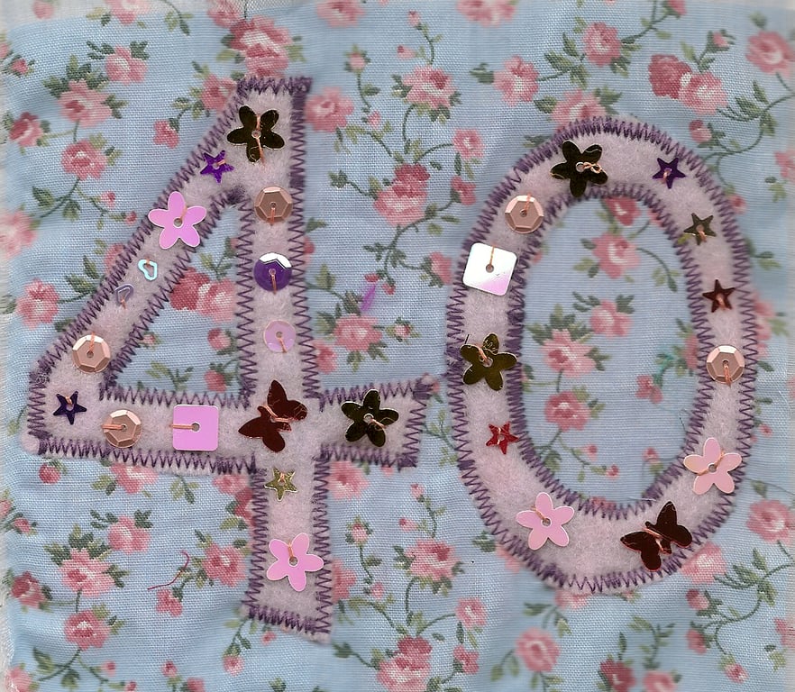 Pink floral 40th birthday card