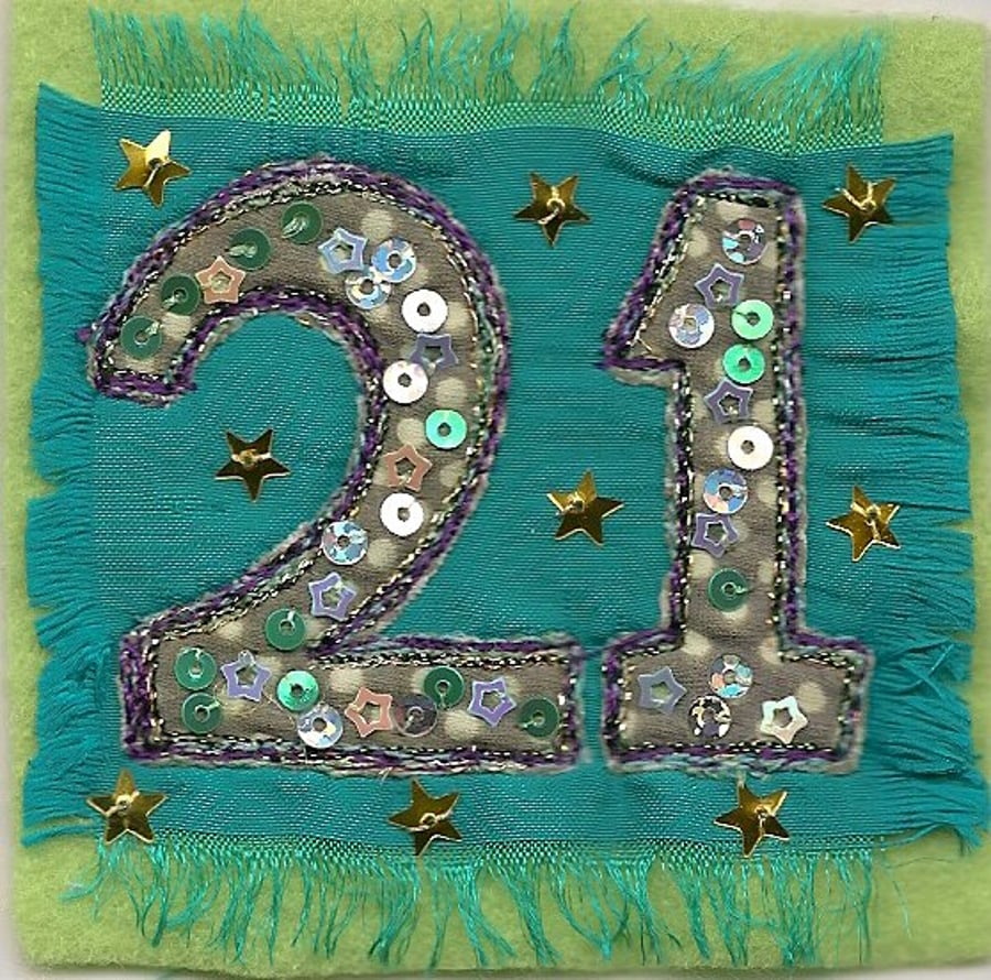 Sparkle green 21st birthday card