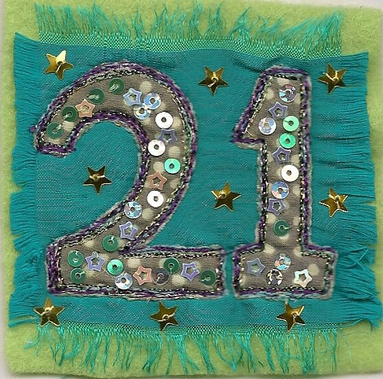 Sparkle green 21st birthday card