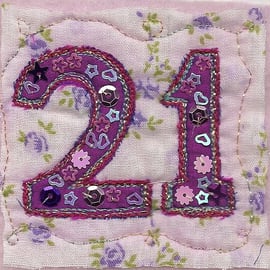 Purple 21st birthday card