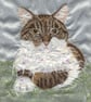 Barney tabby and white cat handmade card - Image 2