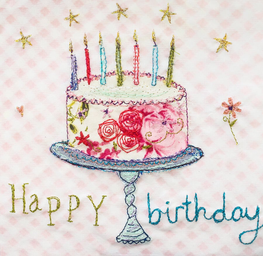 Star Cake, handmade birthday card