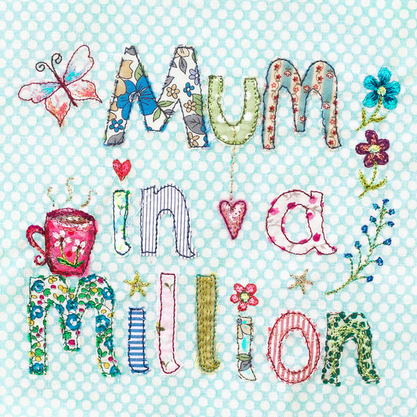 Mum in a million, handmade Mother's Day card