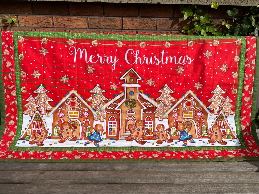 Handmade Christmas Quilt or Throw with Gingerbread 