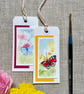 Pair of Hand painted butterfly gift tags, summer gift tags. - Image 1