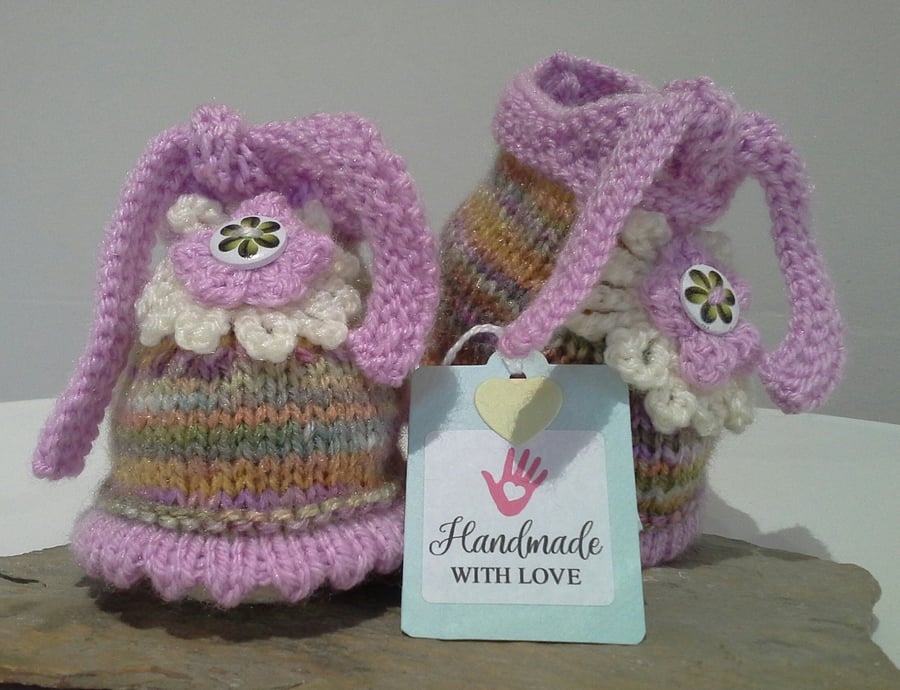 Baby Girl's Flower Bootie-Slippers  6-9 months size
