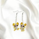 Beaded Chihuahua Earrings with Swarovski Hearts