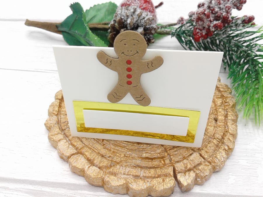 Christmas place settings. 10 luxury Christmas place cards. Gingerbread man.
